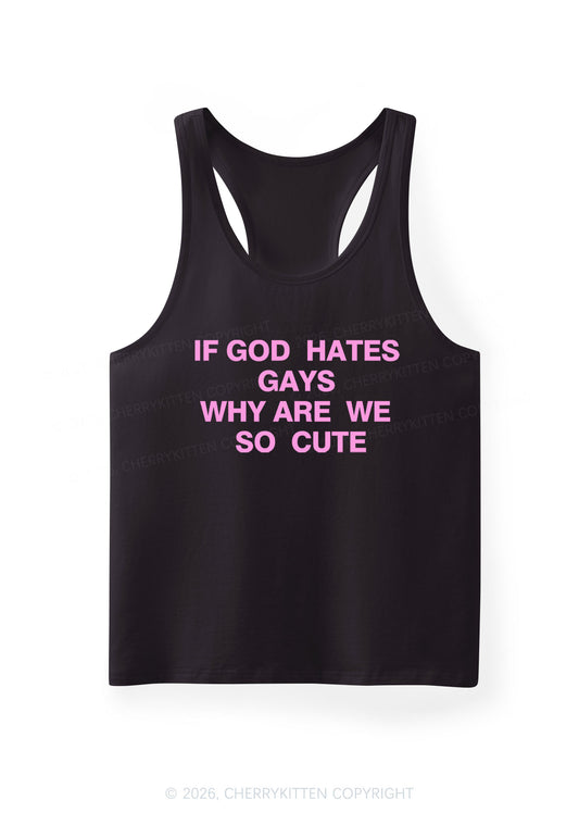 If God Hates Gays Pride Y2K Men Racerback Tank Top Cherrykitten