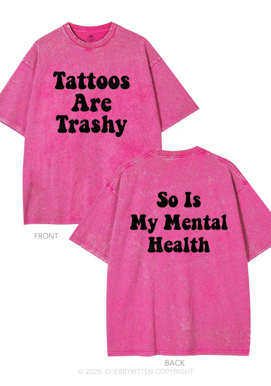 Tattoos Trashy Two Sides Y2K Shirts Washed Tee Cherrykitten