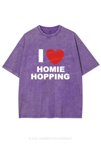 I Love Homie Hopping Y2K Shirts Washed Tee Cherrykitten
