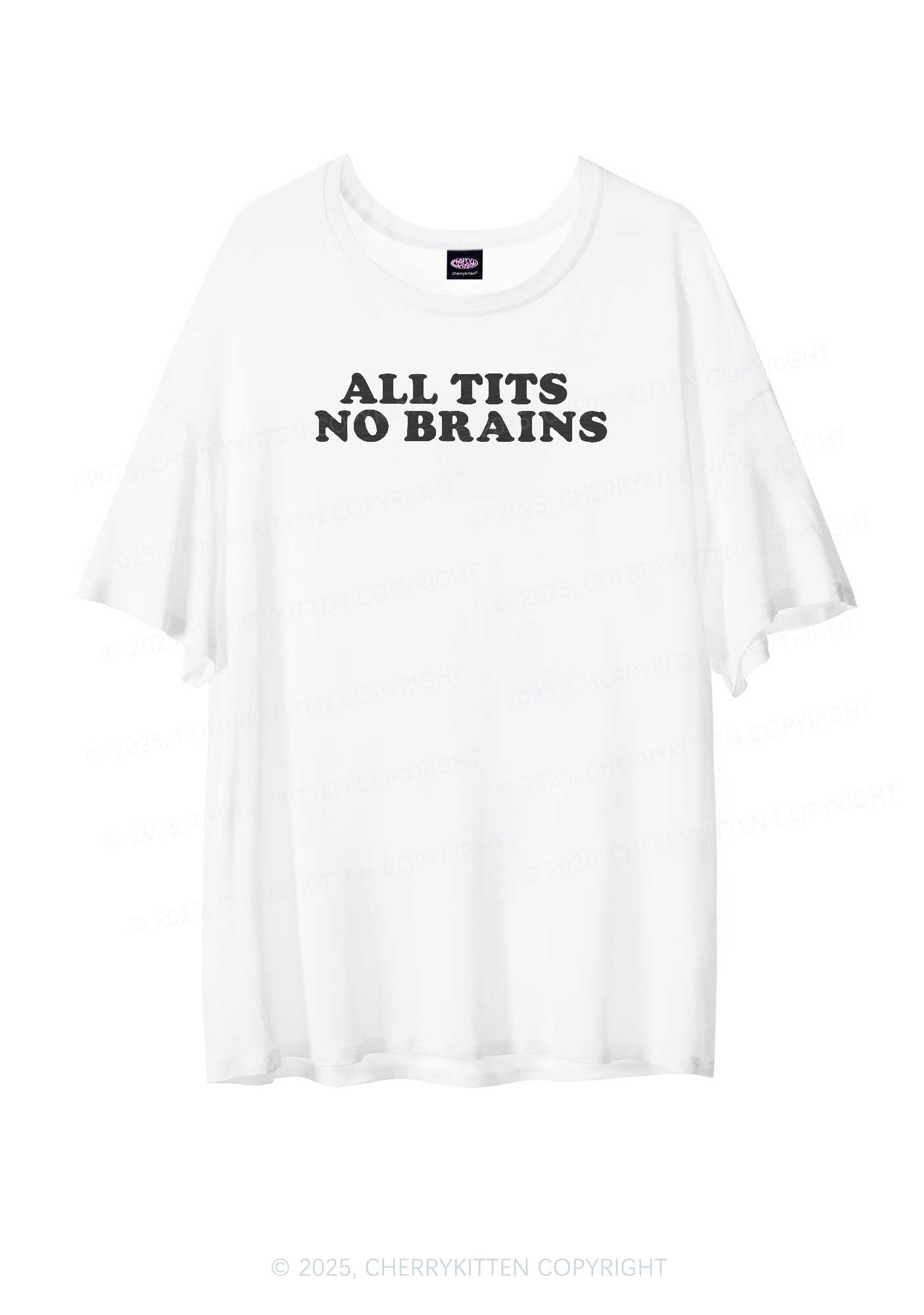 All Txts No Brains Y2K Sheer Boyfriend Tee Cherrykitten