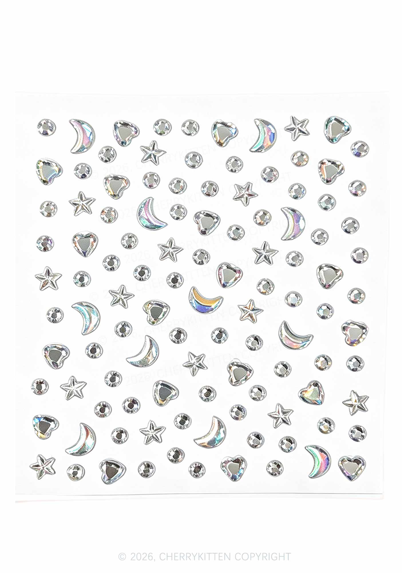 1pc Moon Star Heart Rhinestone Y2K Face Sticker Cherrykitten