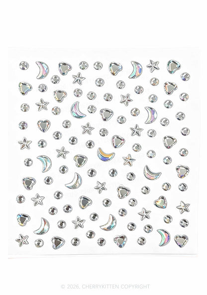 1pc Moon Star Heart Rhinestone Y2K Face Sticker Cherrykitten