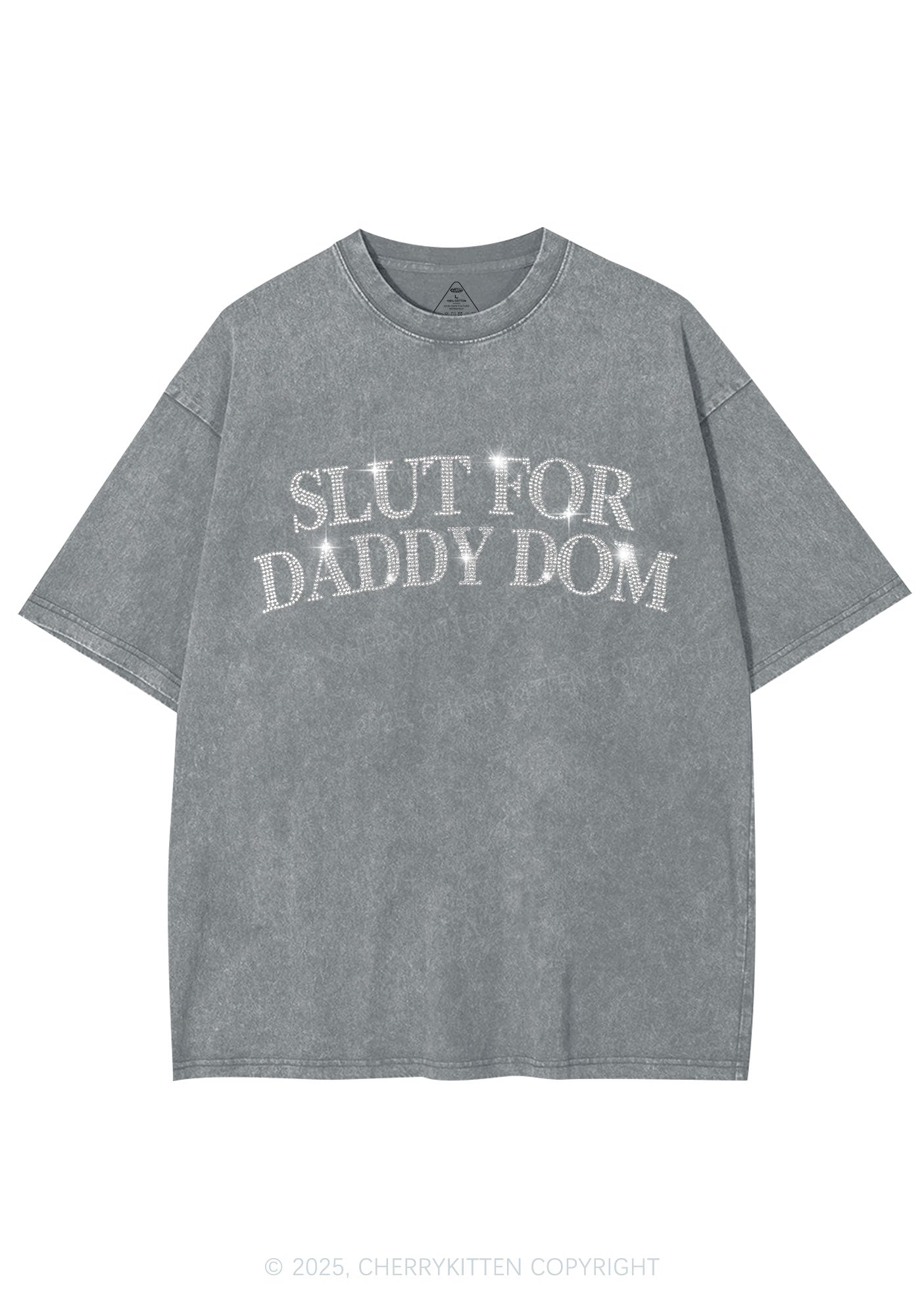 Rhinestone Slxt For Daddy Dom Y2K Shirts Washed Tee Cherrykitten