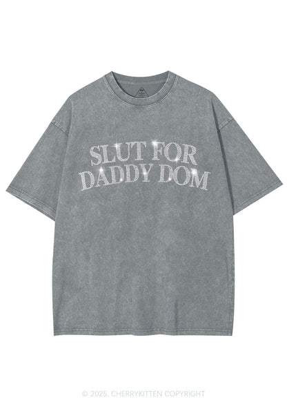 Rhinestone Slxt For Daddy Dom Y2K Shirts Washed Tee Cherrykitten
