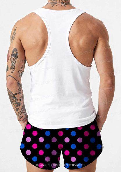 Bisexual Dots On Black Pride Y2K Print Men Beach Shorts Cherrykitten