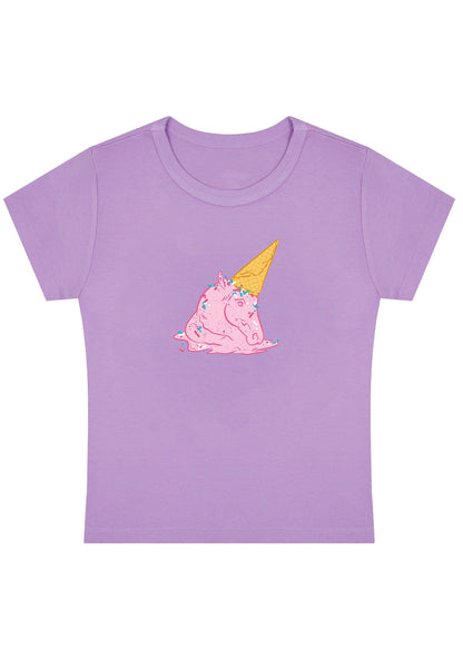 Curvy Pink Ice Cream Horse Baby Tee
