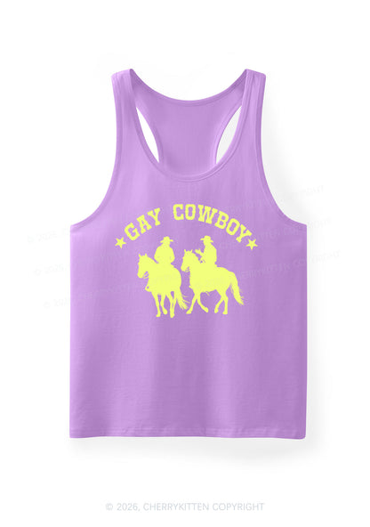 Gay Cowboy Pride Y2K Men Racerback Tank Top Cherrykitten