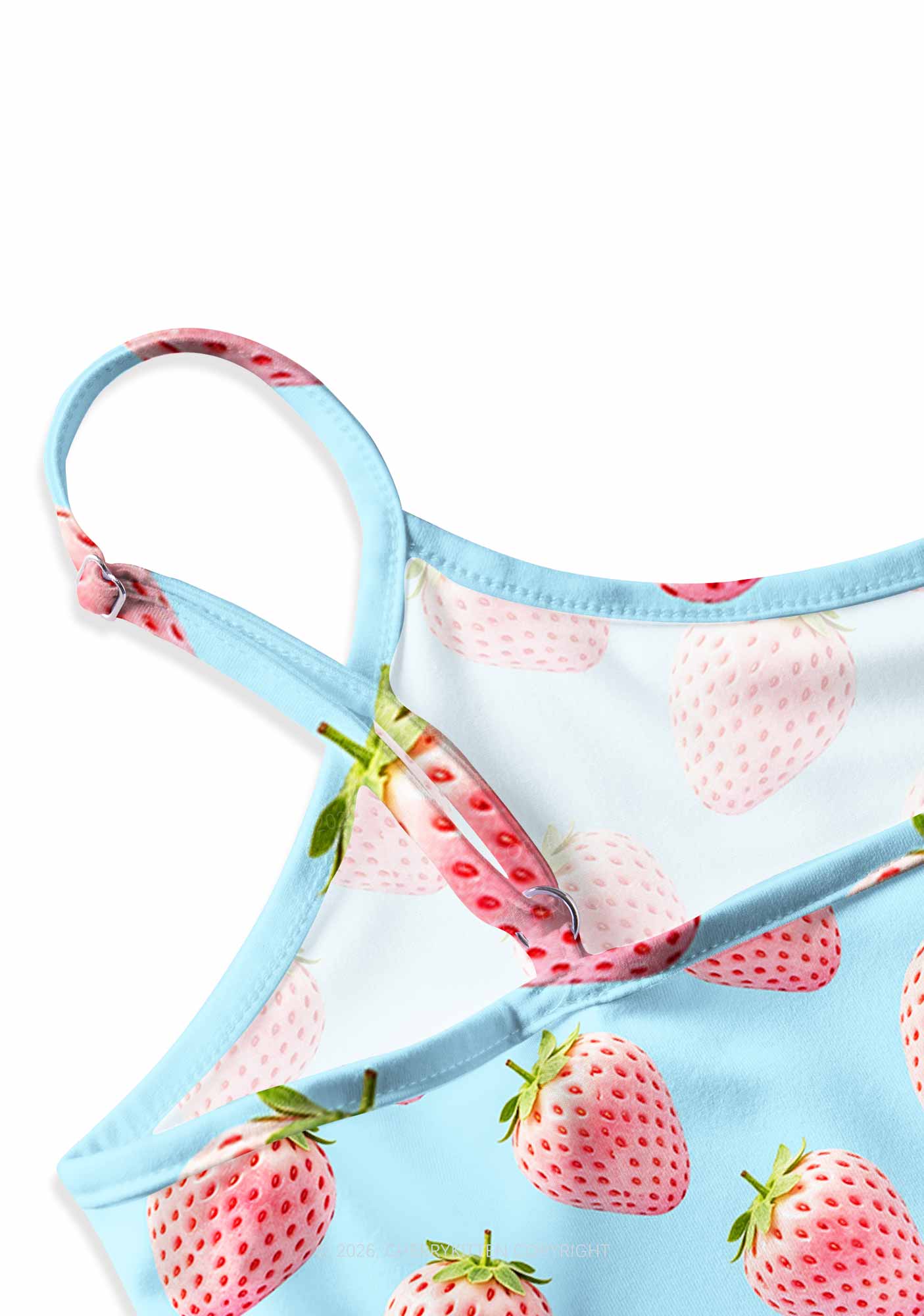 Pastel Pink Strawberry Y2K Print Cami Crop Top Cherrykitten