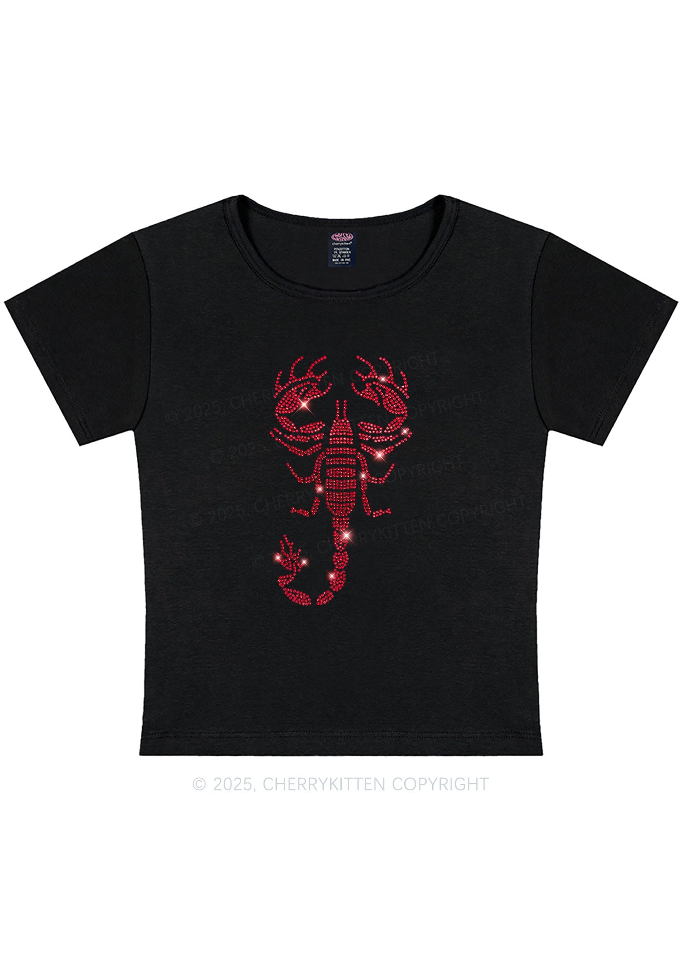 Rhinestone Red Scorpion Y2K Baby Tee Cherrykitten