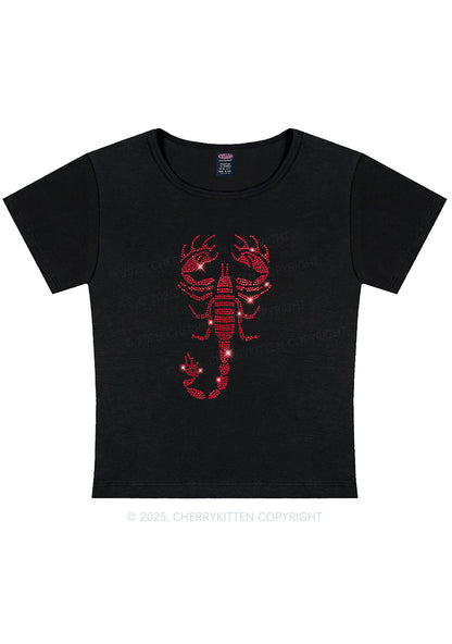 Rhinestone Red Scorpion Y2K Baby Tee Cherrykitten