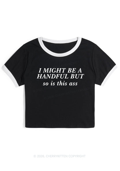 I Might Be Handful Y2K Ringer Tee Cherrykitten