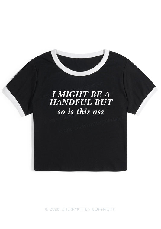 I Might Be Handful Y2K Ringer Tee Cherrykitten