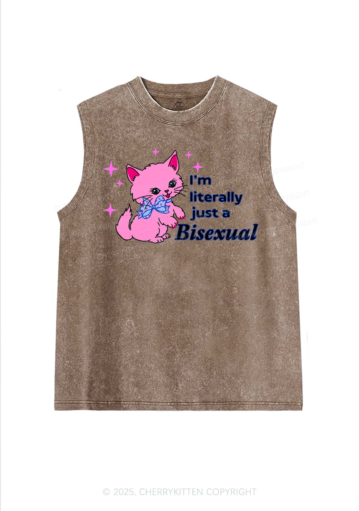 Literally Just A Bisexual Pride Y2K Washed Muscle Tank Cherrykitten