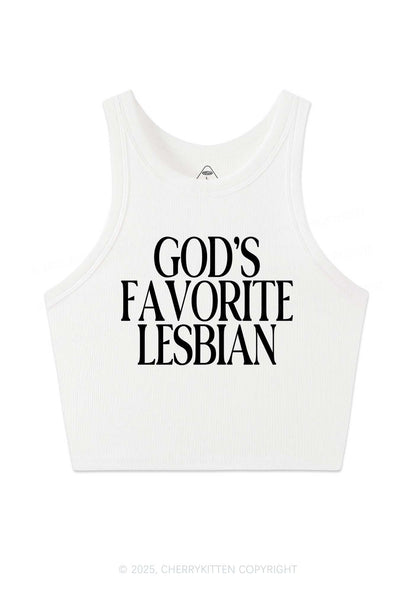 Gods Favorite Lesbian Pride Y2K Crop Tank Top Cherrykitten