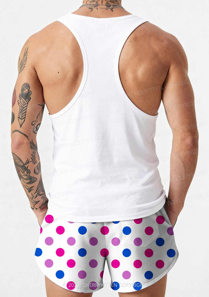 Bisexual Dots On White Pride Y2K Print Men Beach Shorts Cherrykitten