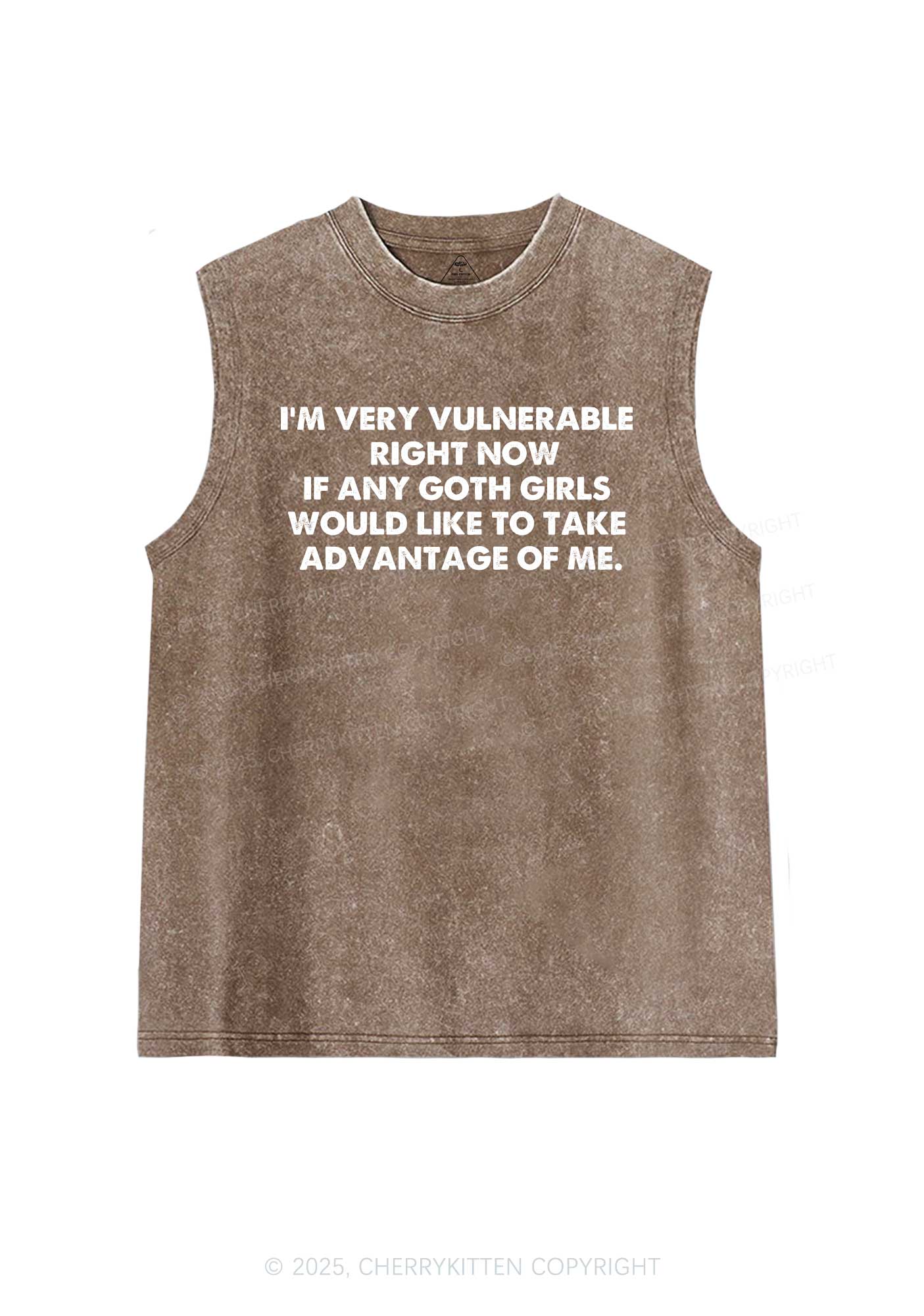 Im Vulnerable Y2K Washed Muscle Tank Cherrykitten