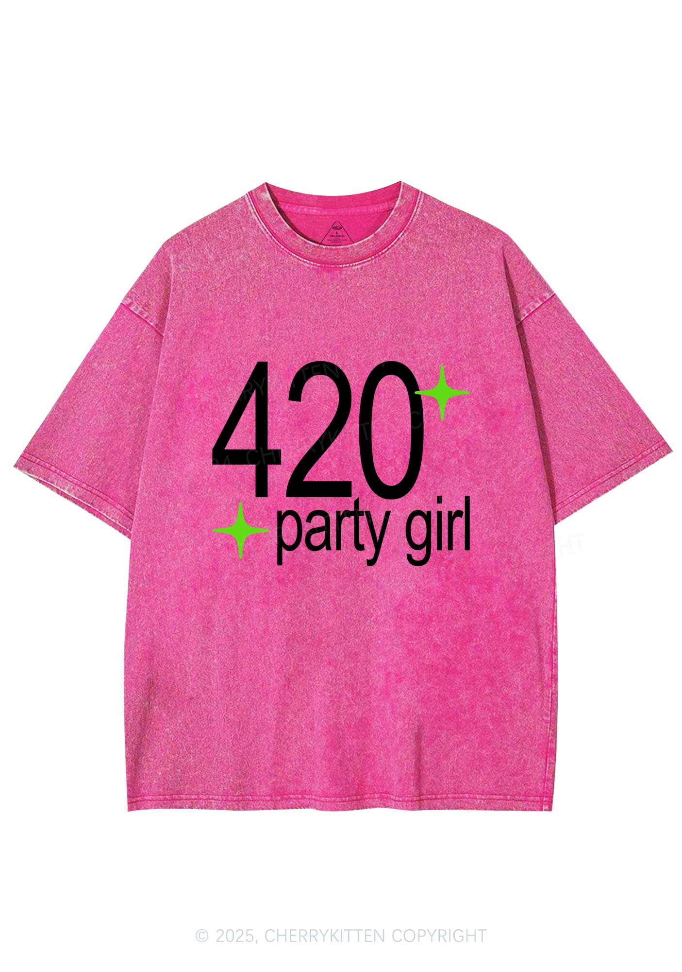 Stoned Party Girl Y2K Shirts Washed Tee Cherrykitten