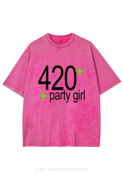 Stoned Party Girl Y2K Shirts Washed Tee Cherrykitten