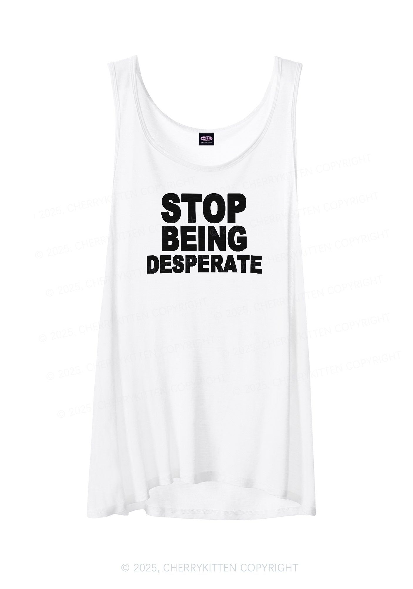 Stop Being Desperate Y2K Sheer Boyfriend Tank Cherrykitten