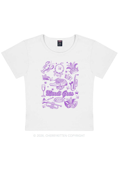 Mardi Gras Symbols Y2K Baby Tee Cherrykitten