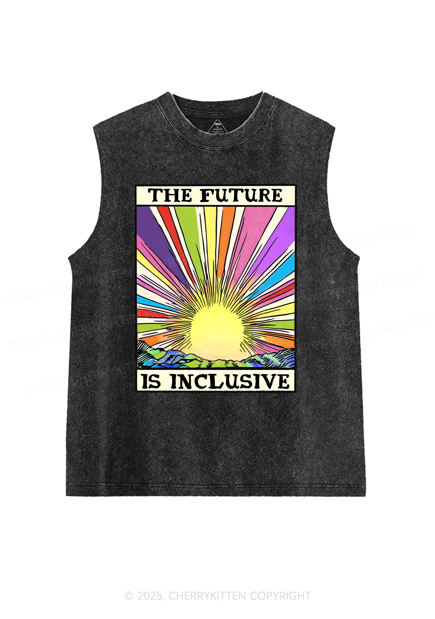 The Future Is Inclusive Pride Y2K Washed Muscle Tank Cherrykitten