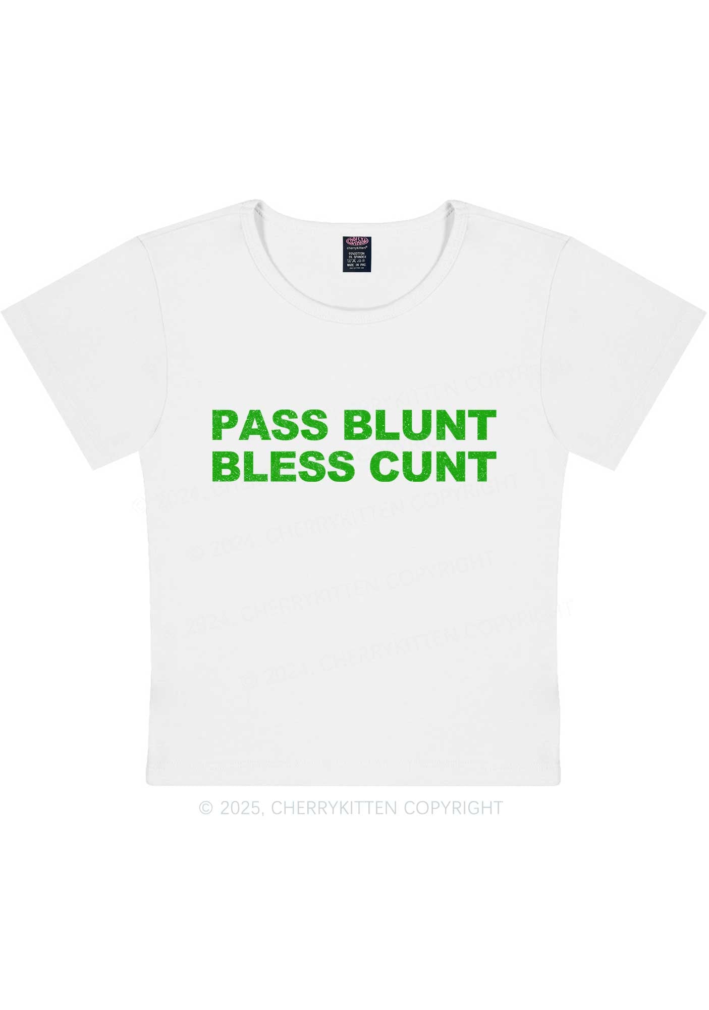 Pass Blunt Bless Cxxt Y2K Baby Tee Cherrykitten