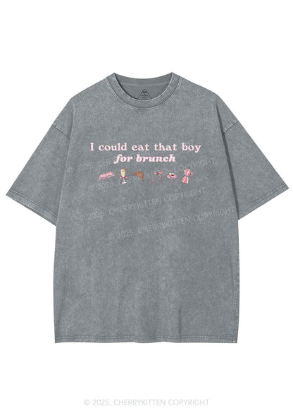 Eat Boy For Brunch Y2K Shirts Washed Tee Cherrykitten
