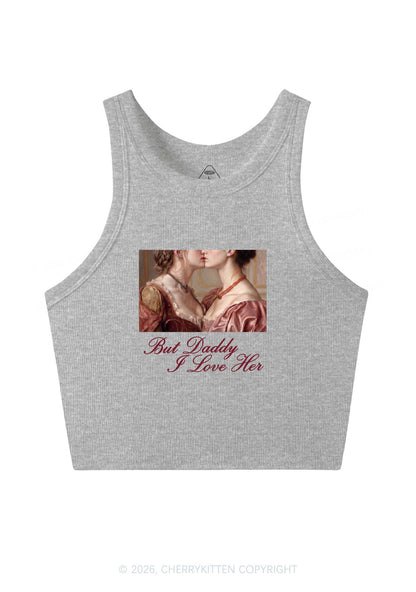 But Daddy I Love Her Lesbian Pride Y2K Crop Tank Top Cherrykitten