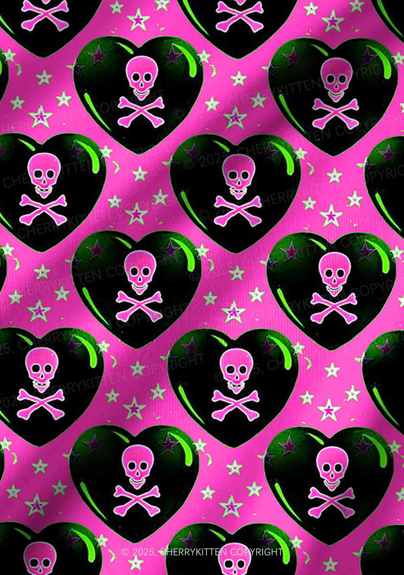 Skeleton Deluxe Valentine's Day Y2K Print Long Sleeve Pajama Set Cherrykitten