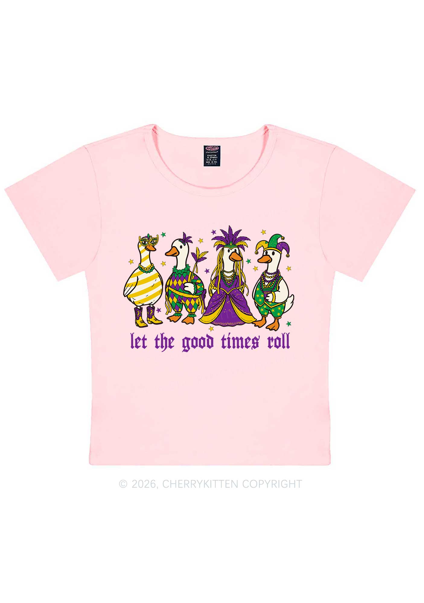 Let The Good Times Roll Y2K Baby Tee Cherrykitten