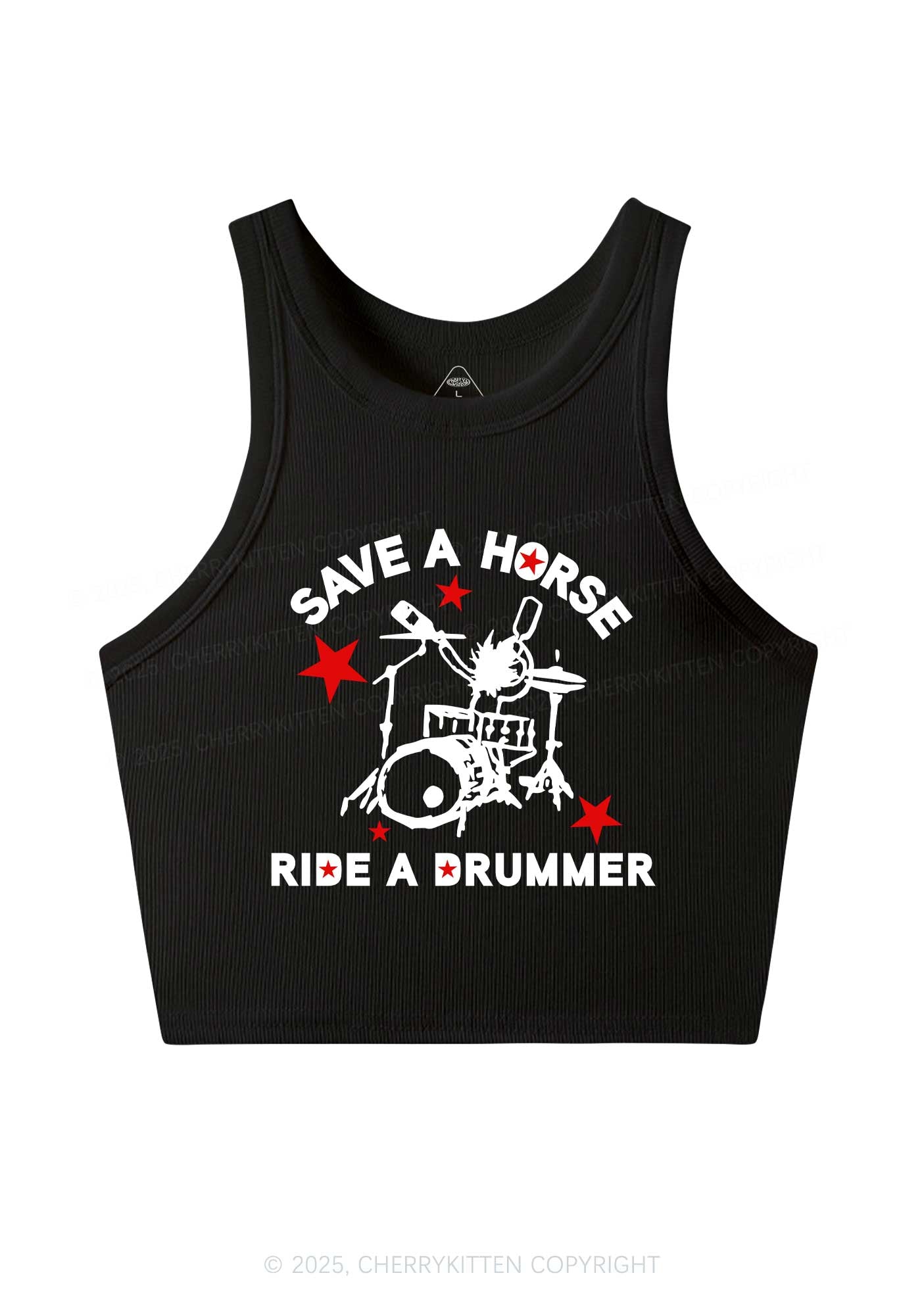 Save Horse Ride Drummer Y2K Crop Tank Top Cherrykitten