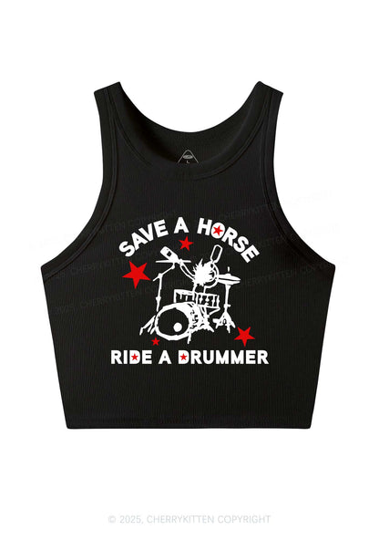 Save Horse Ride Drummer Y2K Crop Tank Top Cherrykitten