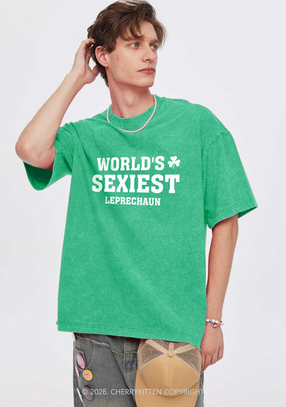 Worlds Sexiest Leprechaun St Patricks Y2K Washed Tee Cherrykitten