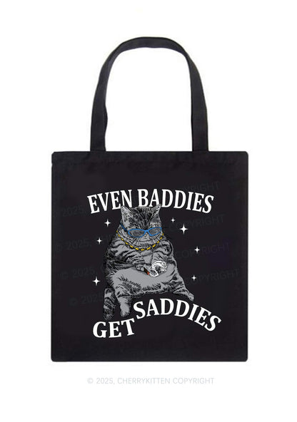 Even Baddies Get Saddies Y2K Canvas Tote Bag Cherrykitten