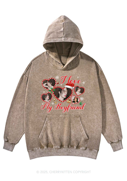 Custom Christmas I Love My GF Y2K Washed Hoodie Cherrykitten
