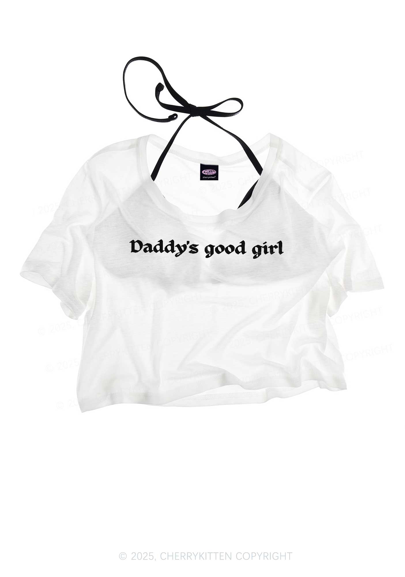 Daddys Good Girl Y2K Sheer Crop Tee Cherrykitten
