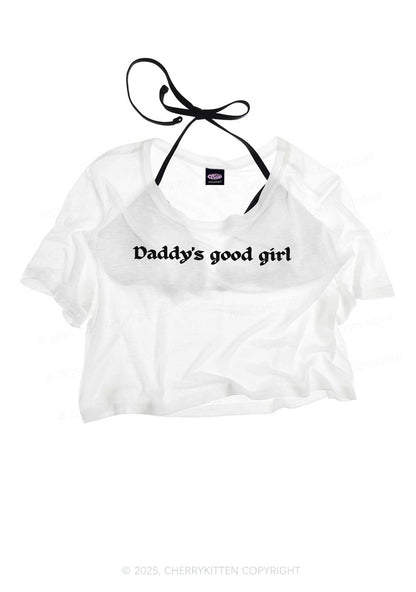 Daddys Good Girl Y2K Sheer Crop Tee Cherrykitten
