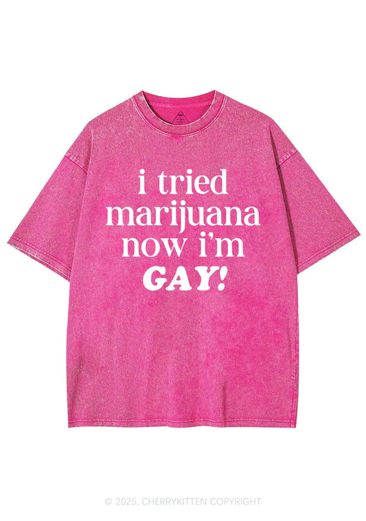 Now Im Gay Y2K Shirts Washed Tee Cherrykitten