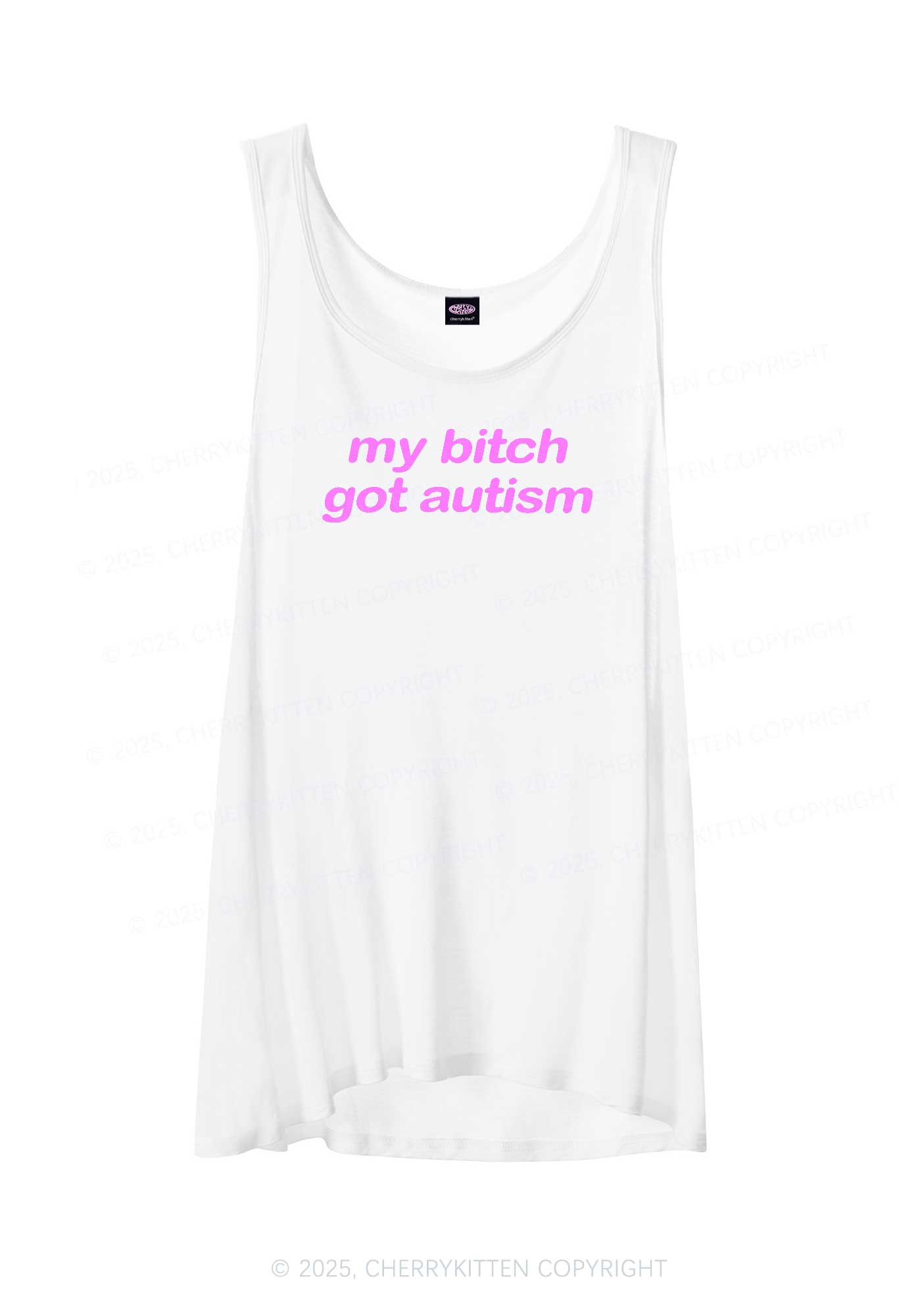 My Bxxch Got Autism Y2K Sheer Boyfriend Tank Cherrykitten