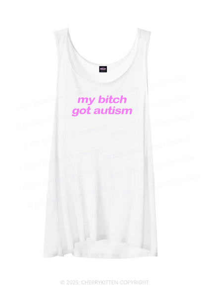 My Bxxch Got Autism Y2K Sheer Boyfriend Tank Cherrykitten