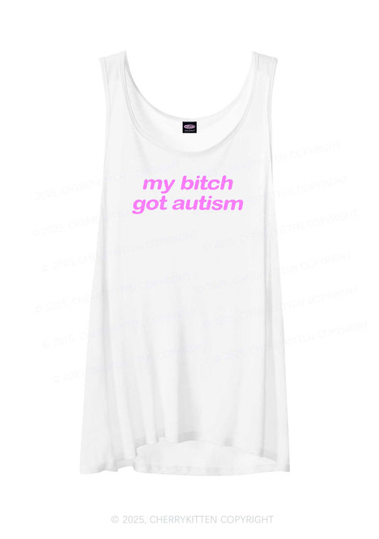 My Bxxch Got Autism Y2K Sheer Boyfriend Tank Cherrykitten