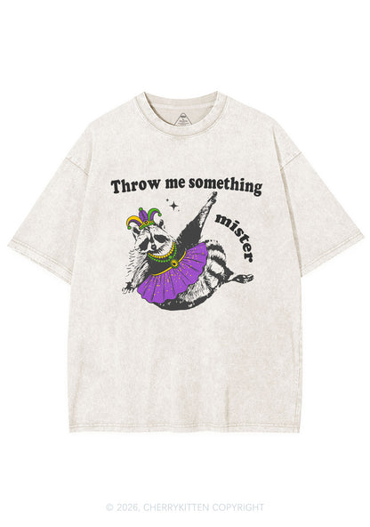 Throw Me Something Mister Raccoon Y2K Shirts Washed Tee Cherrykitten