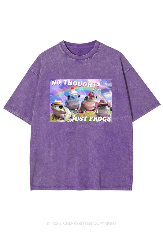 No Thoughts Just Frogs Y2K Shirts Washed Tee Cherrykitten