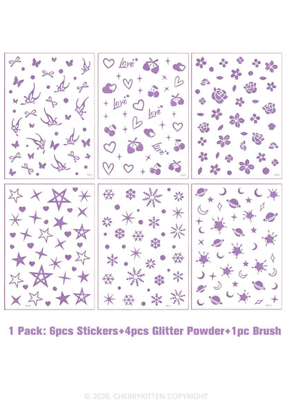 Sparking Tattoo Sticker Kit Y2K Temporary Tattoo Cherrykitten