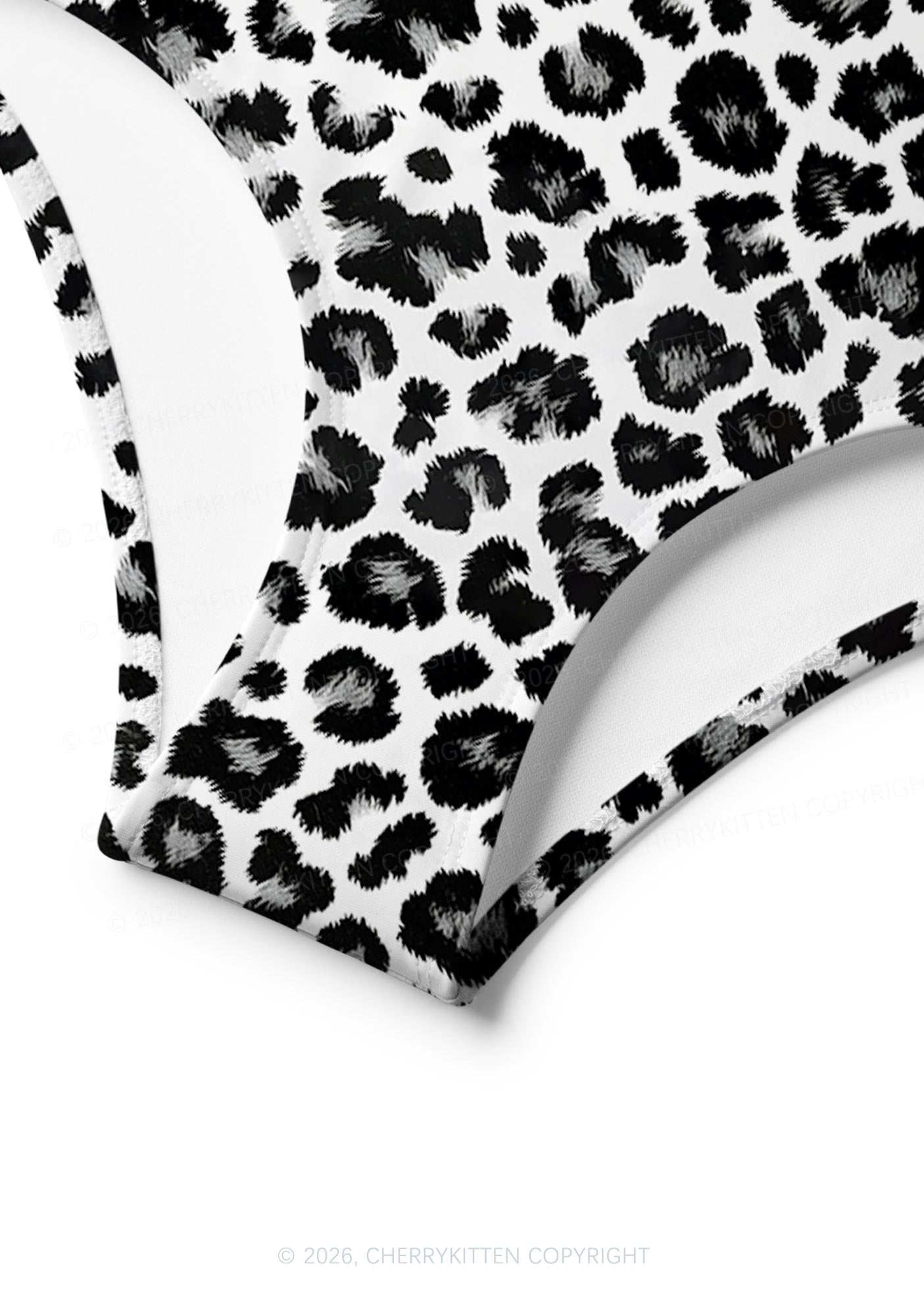 Black White Leopard Y2K Print Bikini Set Cherrykitten