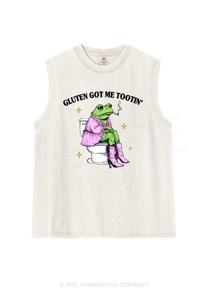 Gluten Got Me Tootin Y2K Washed Muscle Tank Cherrykitten