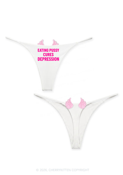 Eating Puxxy Cures Depression Y2K Goth Angel Wings Bikini String Thong Cherrykitten