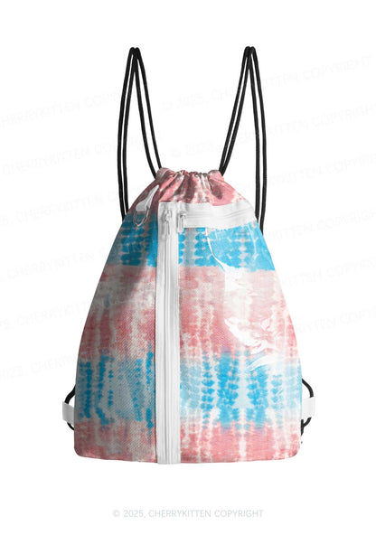 Tie Dye Trans Pride Y2K Drawstring Itabag Backpack Cherrykitten