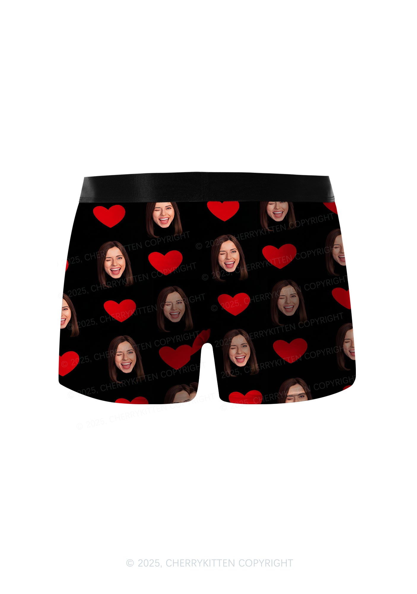 Custom Portrait Red Hearts Y2K Print Men Boxer Briefs Cherrykitten