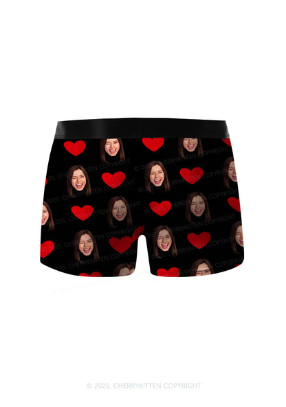 Custom Portrait Red Hearts Y2K Print Men Boxer Briefs Cherrykitten